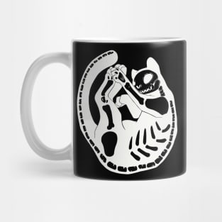 Cat Skeleton Halloween Art Mug